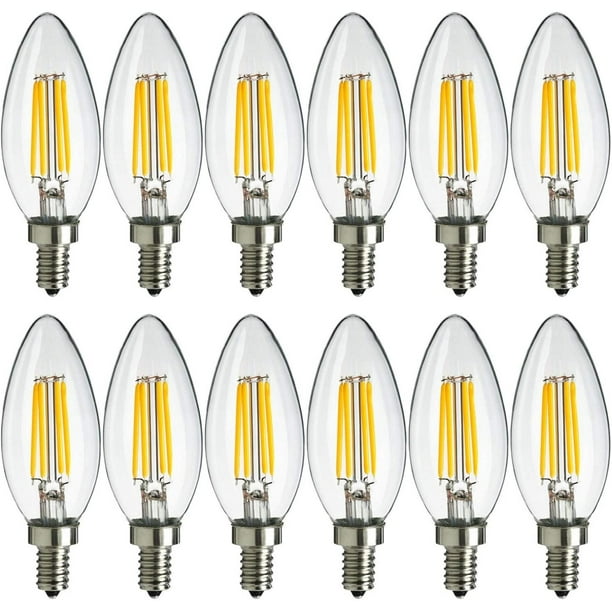 Wet Rated 6-Pack 300 Lumens E12 Base Enclosed Fixture Rated 2700K Soft White MaxLite Candelabra LED Chandelier Bulbs Energy Star 40W Equivalent Dimmable Filament Candle Bulbs Wet Rated 6-Pack 300 Lumens E12 Base Enclosed Fixture Rated 2700K Soft White MaxLite Candelabra LED Chandelier Bulbs Energy Star 40W Equivalent Dimmable Filament Candle Bulbs